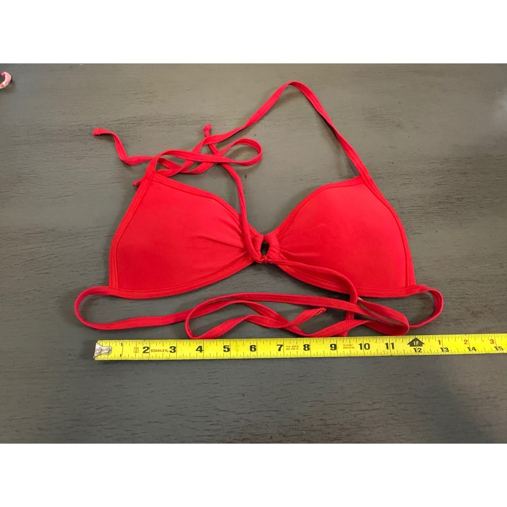 Joe Boxer Red Triangle Bikini Top Halter Padded Swimwear Large L